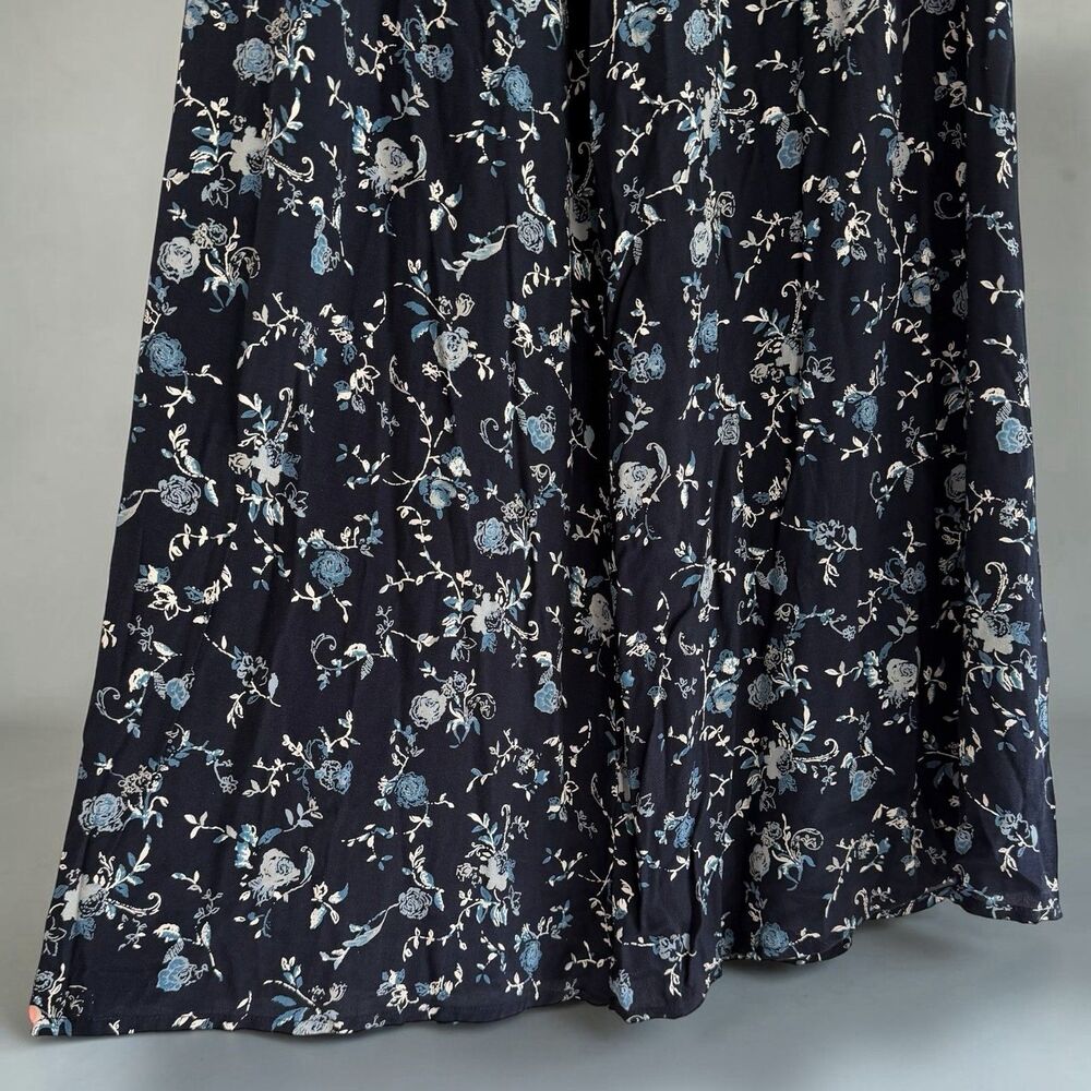 Vtg Navy Blue Ditsy Floral Maxi Skirt Cottagecore Boho Fits Sz 6 Flowy 90s - Picture 7 of 13